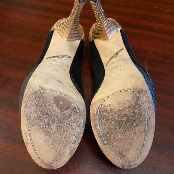 Brian Atwood "Blayne" Suede Ostrich Pumps Heels 5 - Picture 5 of 5